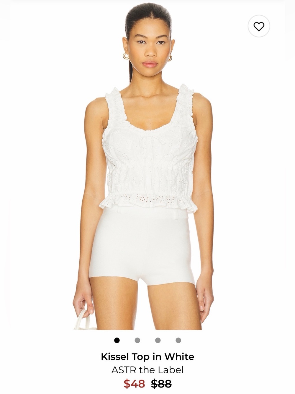 ASTR the Label Hudson Top Eyelet Crop Top White Small Like New